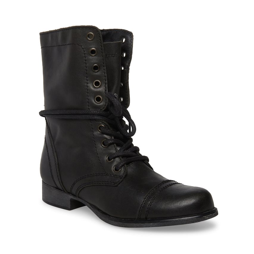 Botines Steve Madden Troopa Cuero Mujer Negras | ES RV4S82